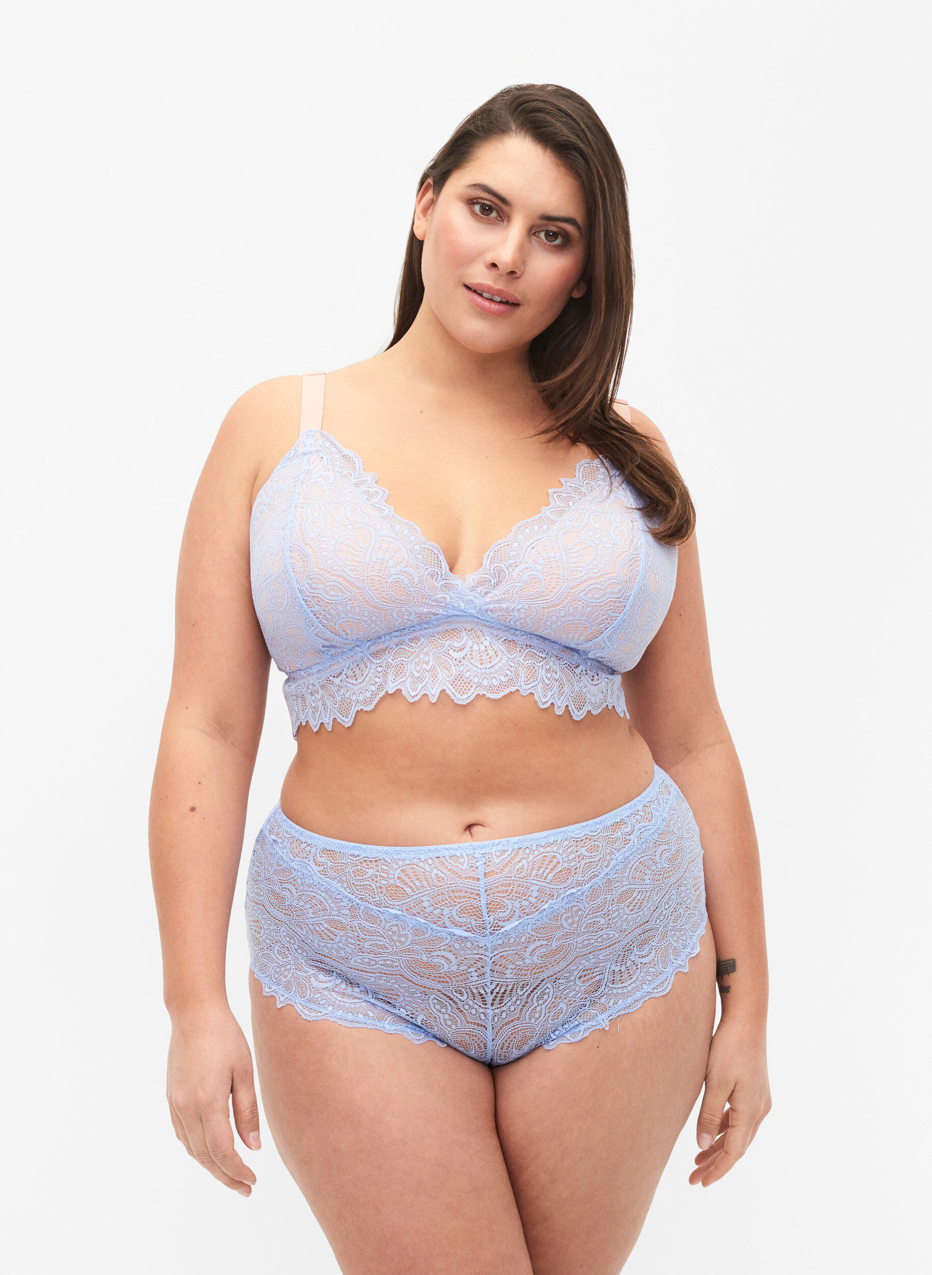 Zizzi Hipster en dentelle avec taille r&eacute;guli&egrave;re, Serenity, Model image number 0