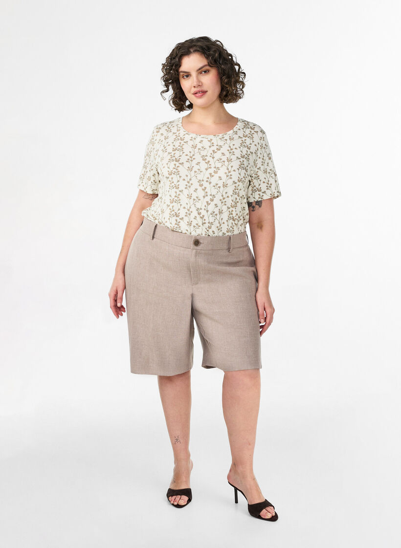 T-shirt avec imprim&eacute; floral, Vanille, Model image number 1