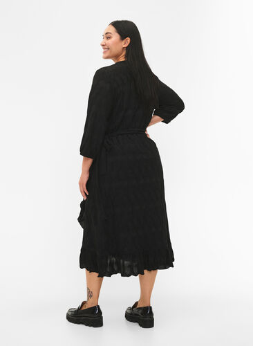 FLASH - Robe enveloppante à manches 3/4, Black, Model image number 1