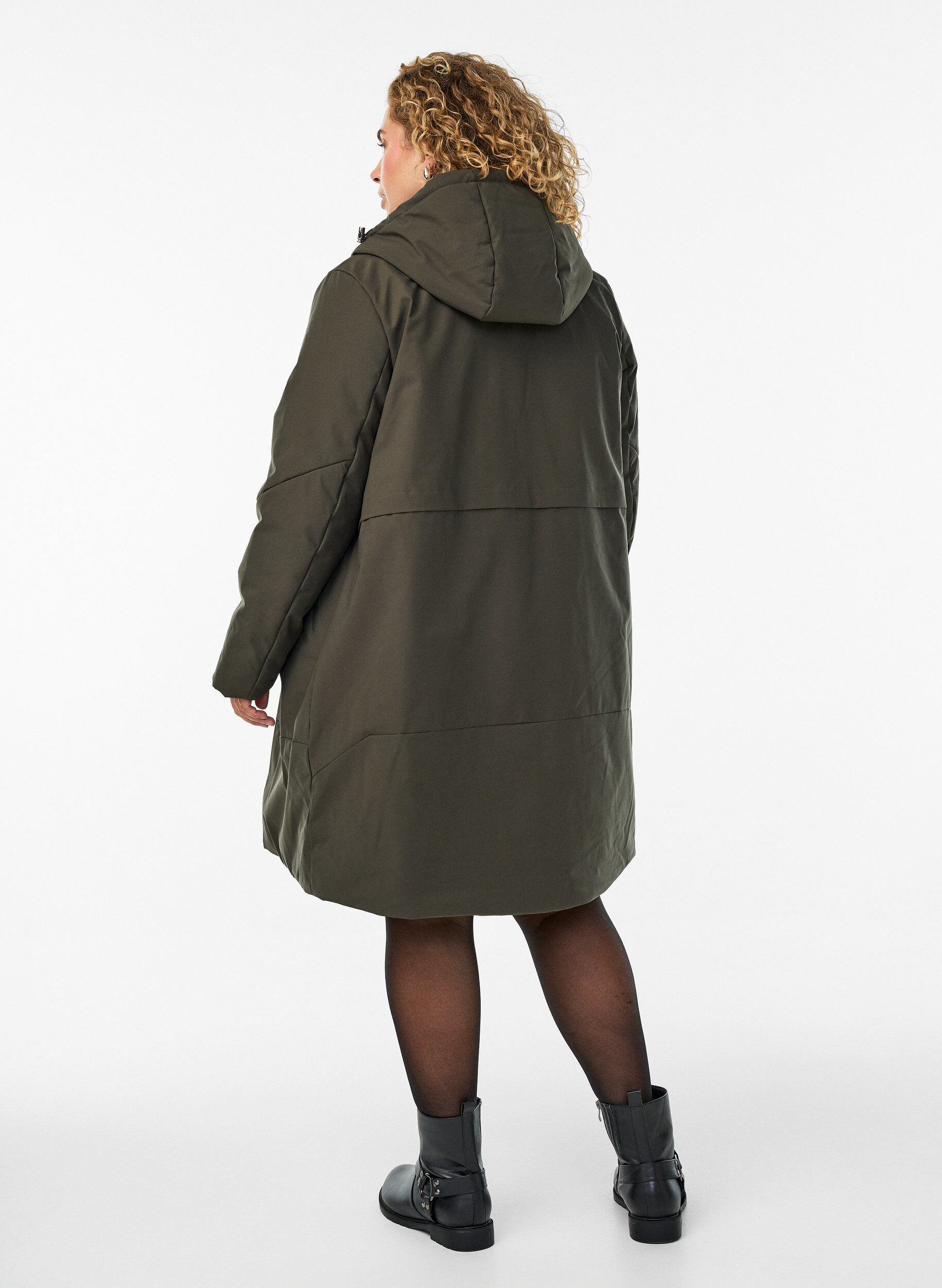 Zizzi Veste d'hiver avec taille ajustable, Vert, Model image number 2