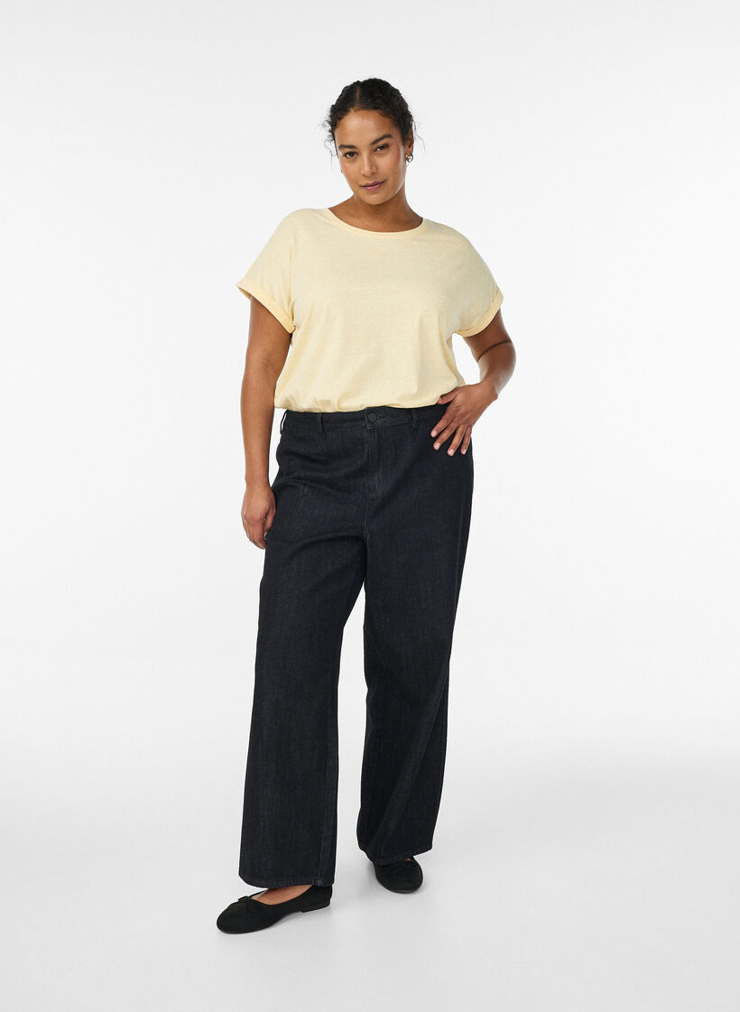 T-shirt m&eacute;lang&eacute; &agrave; manches courtes, Jaune clair, Model image number 1