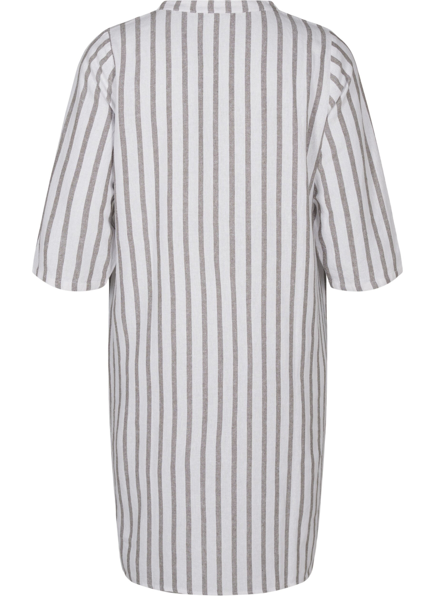 Zizzi Robe tunique ray&eacute;e en m&eacute;lange de lin et de viscose, White Stripe, Packshot image number 1