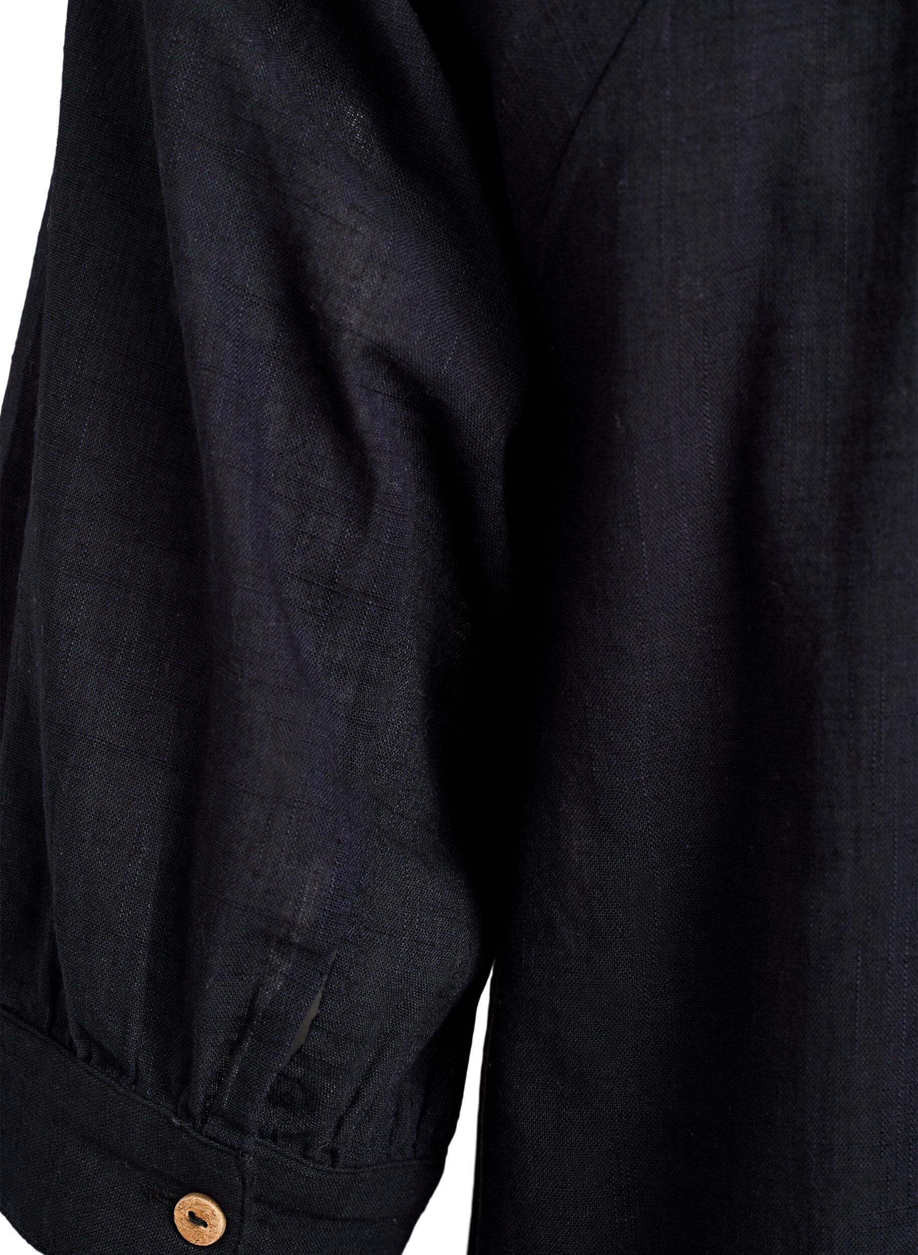 Zizzi Tunique en coton avec un col en V, Noir, Packshot image number 3