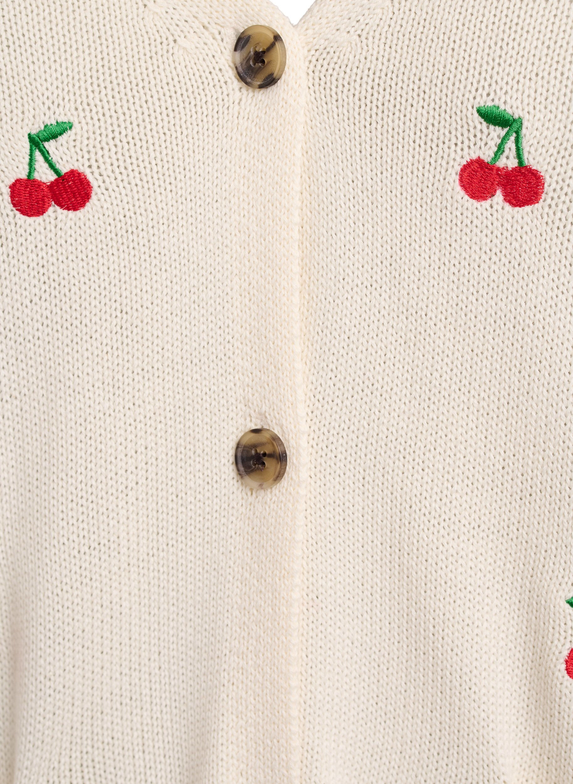 Zizzi Cardigan en maille avec broderies de cerises, Vanille, Packshot image number 2