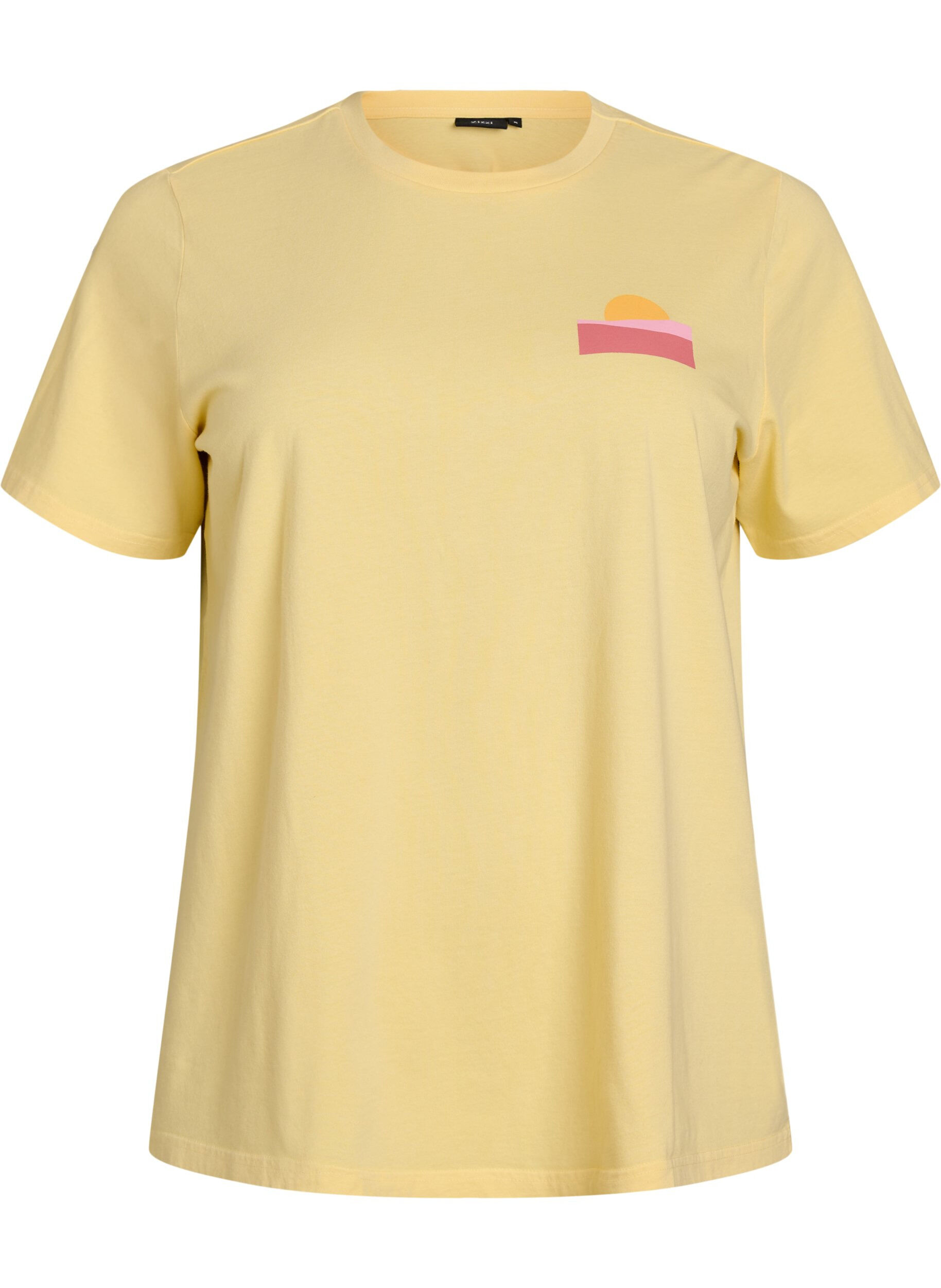 ZizziT-shirt en coton biologique avec impression au dos, Jaune clair, Packshot image number 0