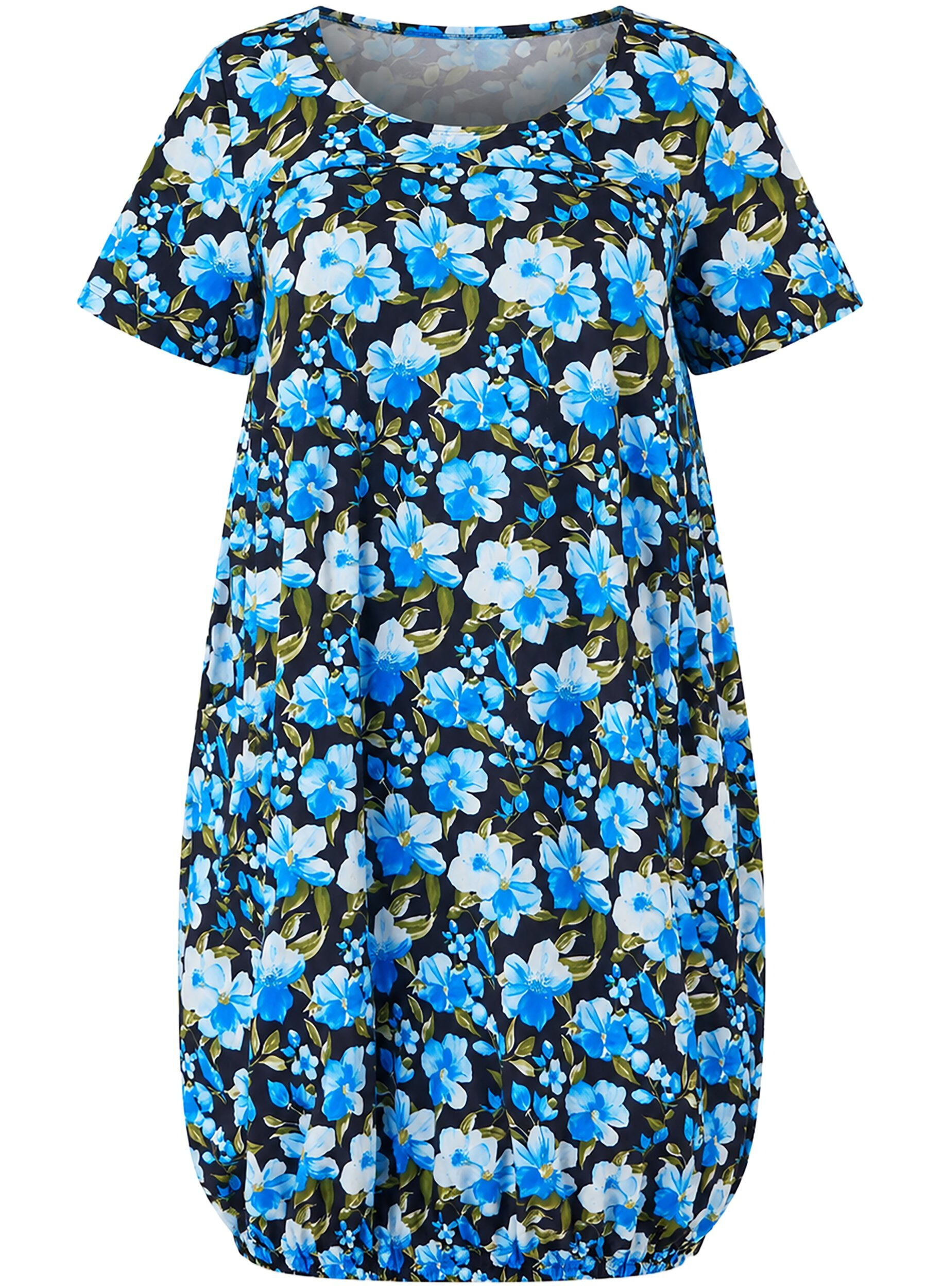 Robe en coton imprim&eacute; &agrave; manches courtes