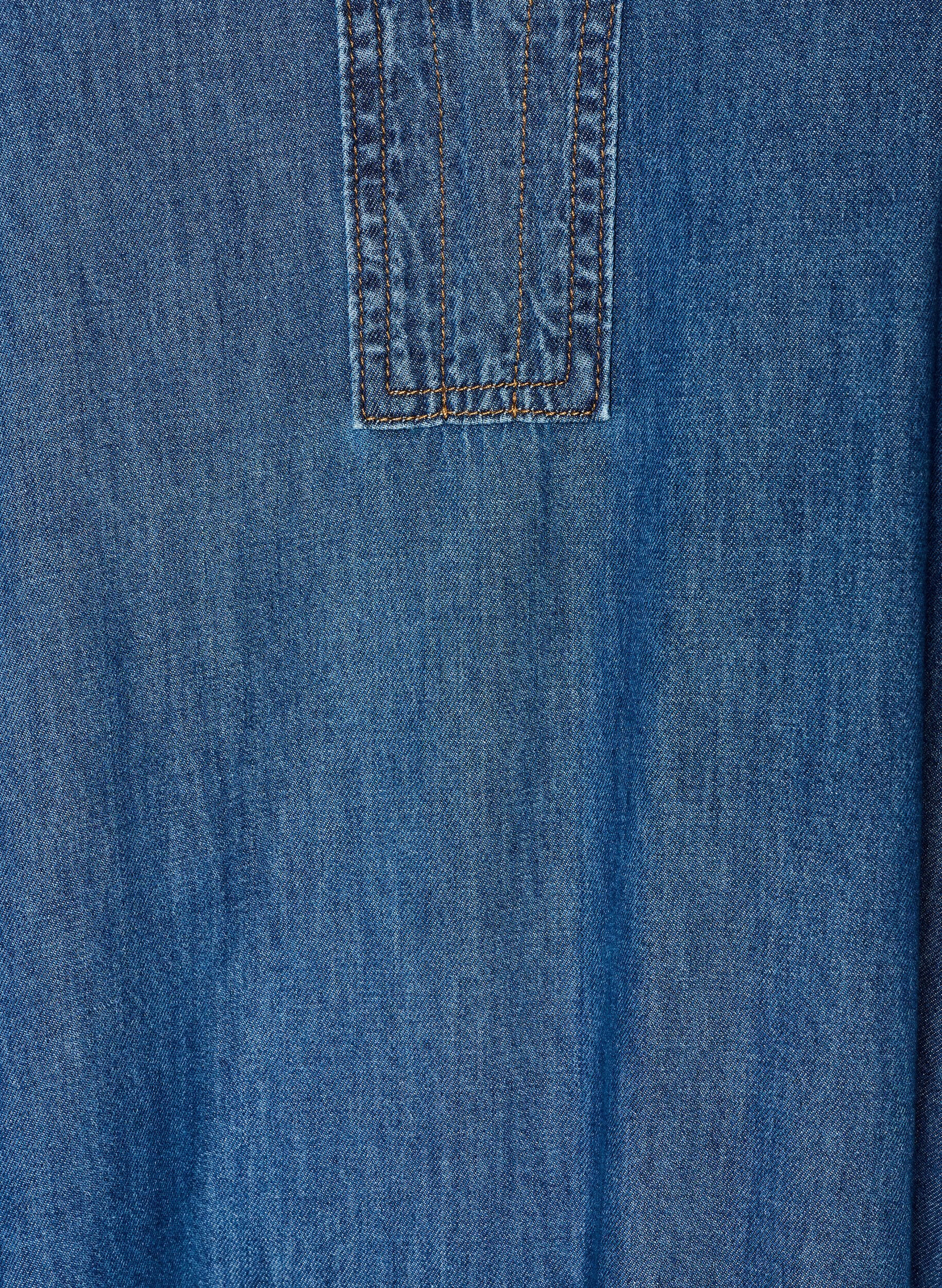 ZizziRobe longue en jean avec volants &eacute;tag&eacute;s, Bleu, Packshot image number 2