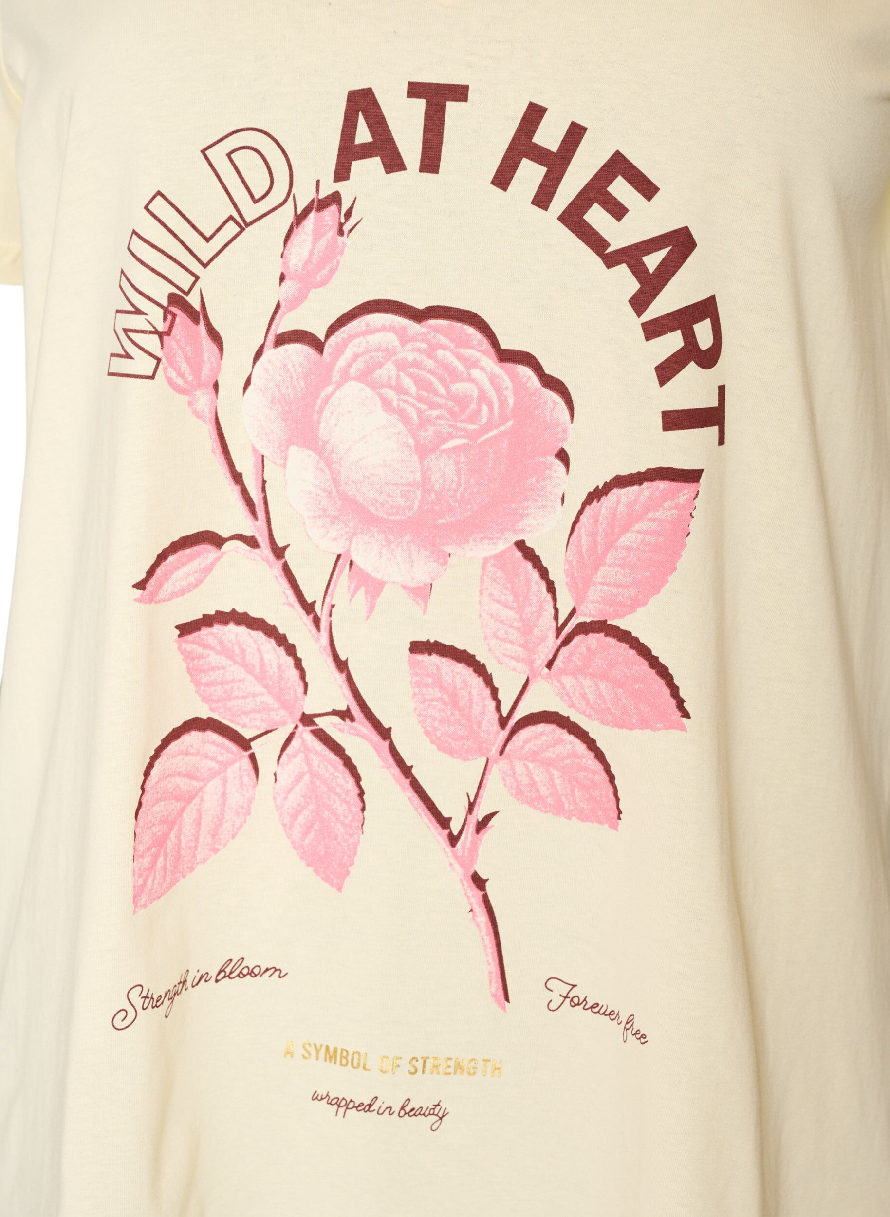 ZizziT-shirt en coton avec imprim&eacute; sur le devant et col en V, Beige, Packshot image number 2