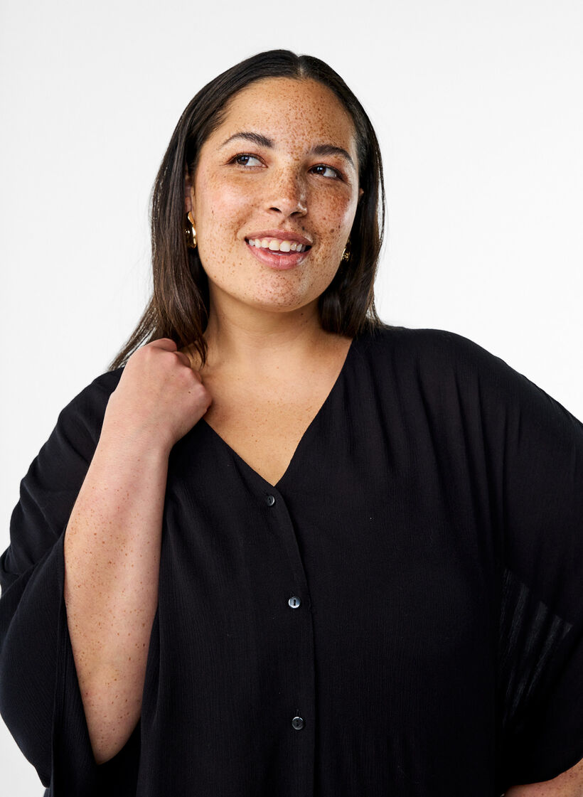 Robes de plage Kaftan &agrave; boutons, Noir, Model image number 2