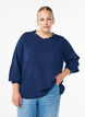 Blouse en maille &agrave; bords ondul&eacute;s, Bleu, Model image number 0