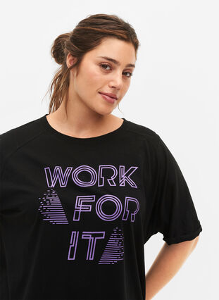 T-shirt d'entraînement en coton, Black w. Work For It, Model image number 3