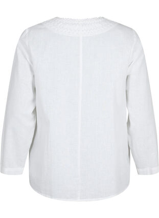 Blouse en coton avec détails en crochet, White, Packshot image number 1