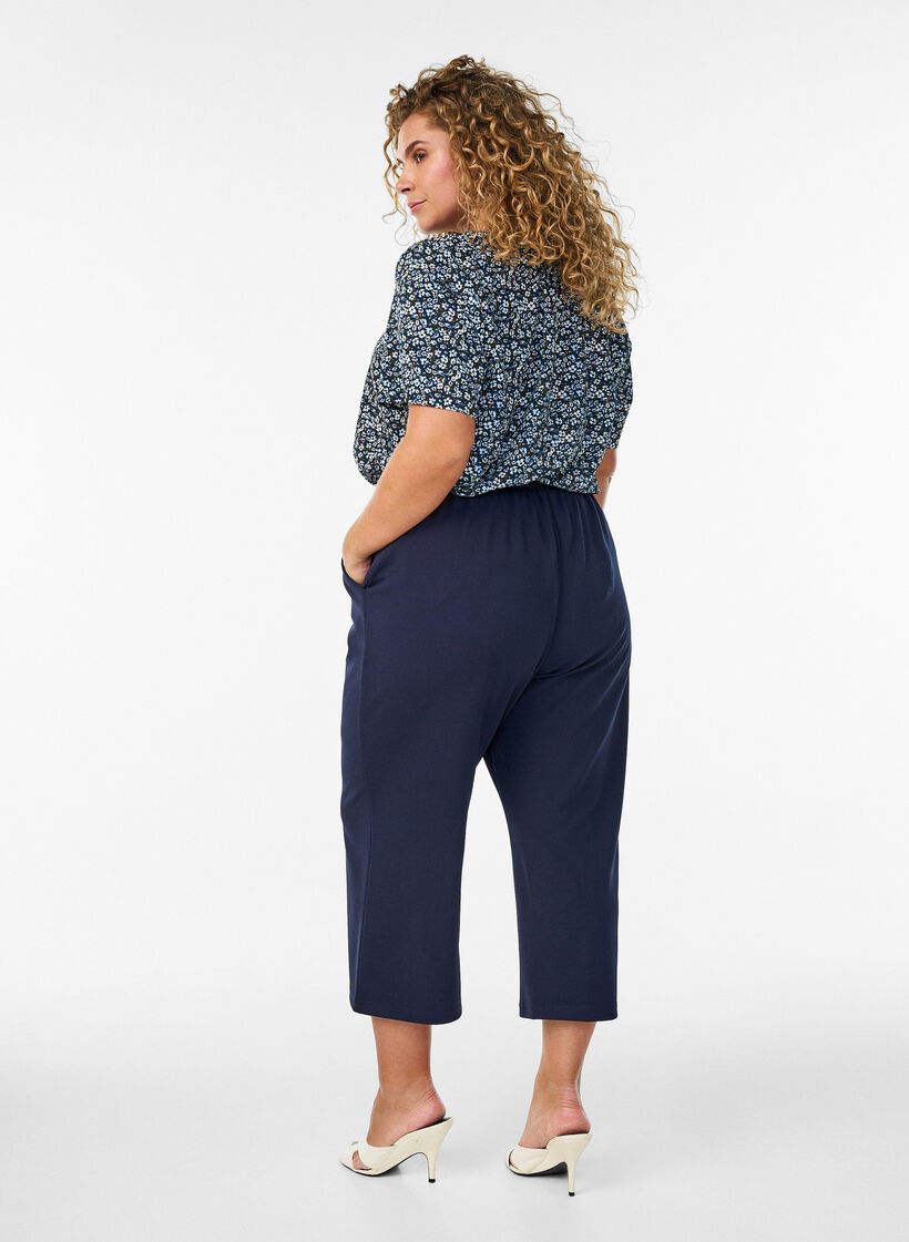 Pantalon 7/8 &agrave; coupe ample, Bleu, Model image number 1