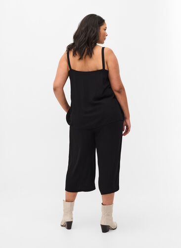 Pantalon-culotte ample en viscosePantalon-culotte ample en viscose, Black, Model image number 1