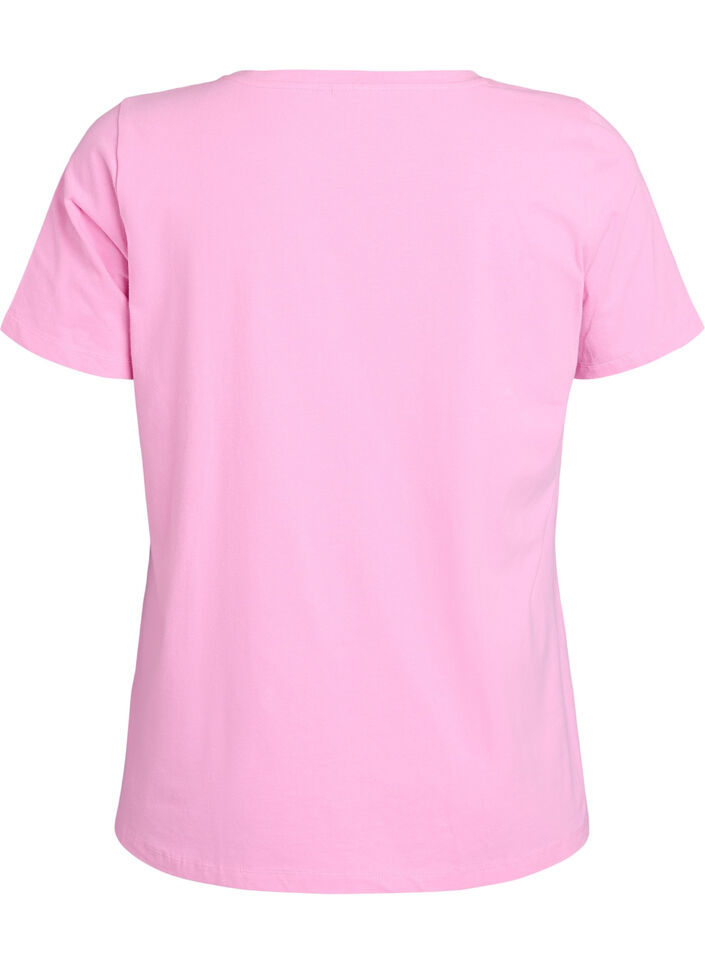 T-shirt basic uni en coton, Rose, Packshot image number 1