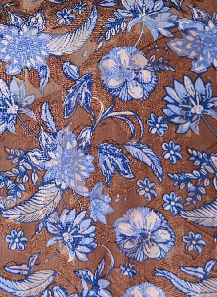 Robe midi &agrave; imprim&eacute; floral avec ourlet &agrave; volants, Marron, Packshot image number 2
