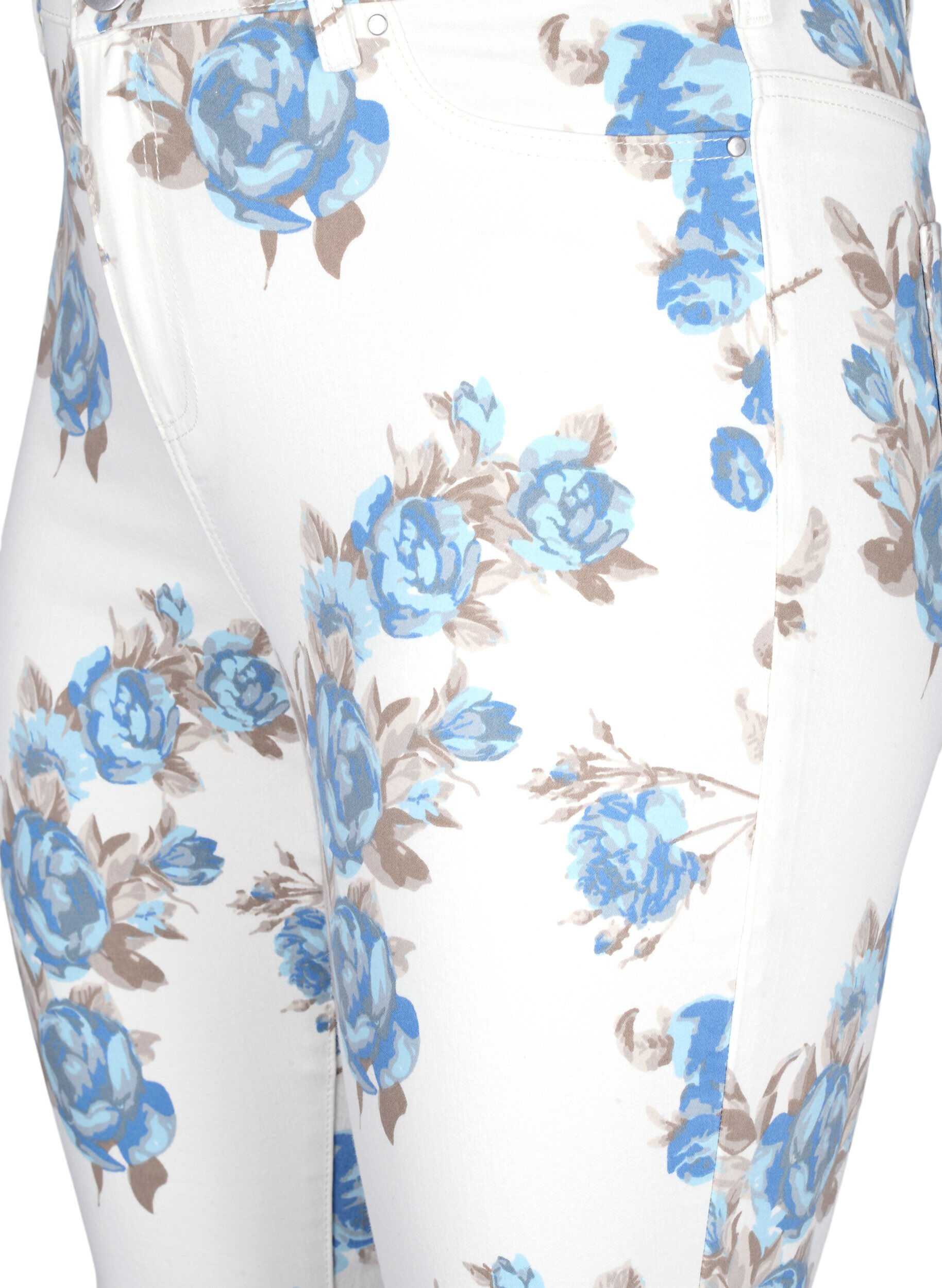 Zizzi Jean Amy super slim avec un imprim&eacute; floral, Blanc, Packshot image number 2