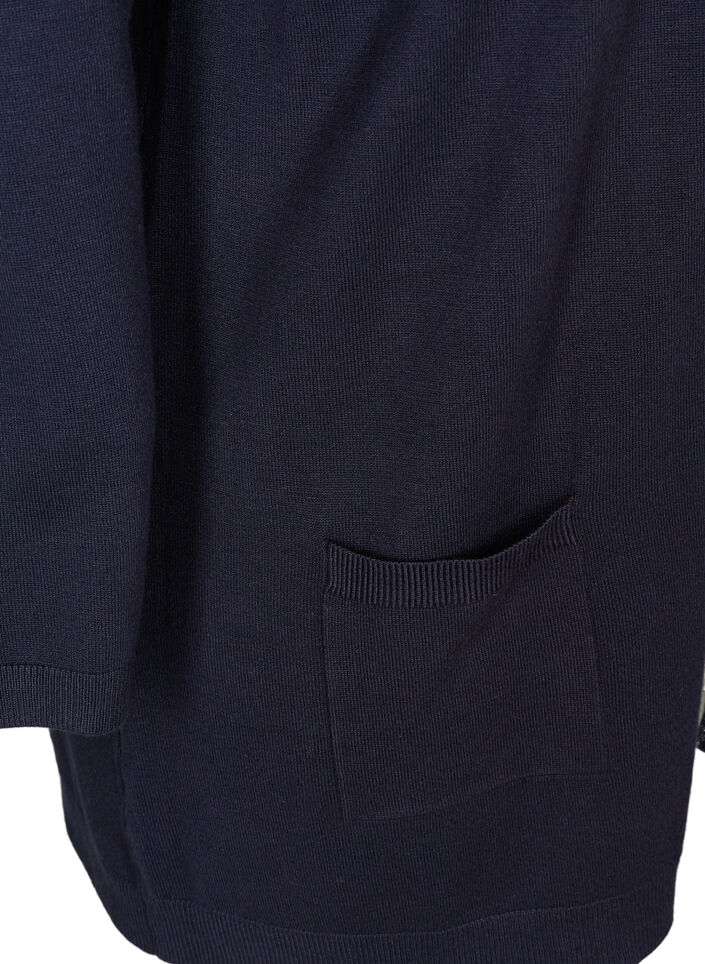 Long cardigan tricot&eacute; dans un m&eacute;lange de viscose, Bleu, Packshot image number 3