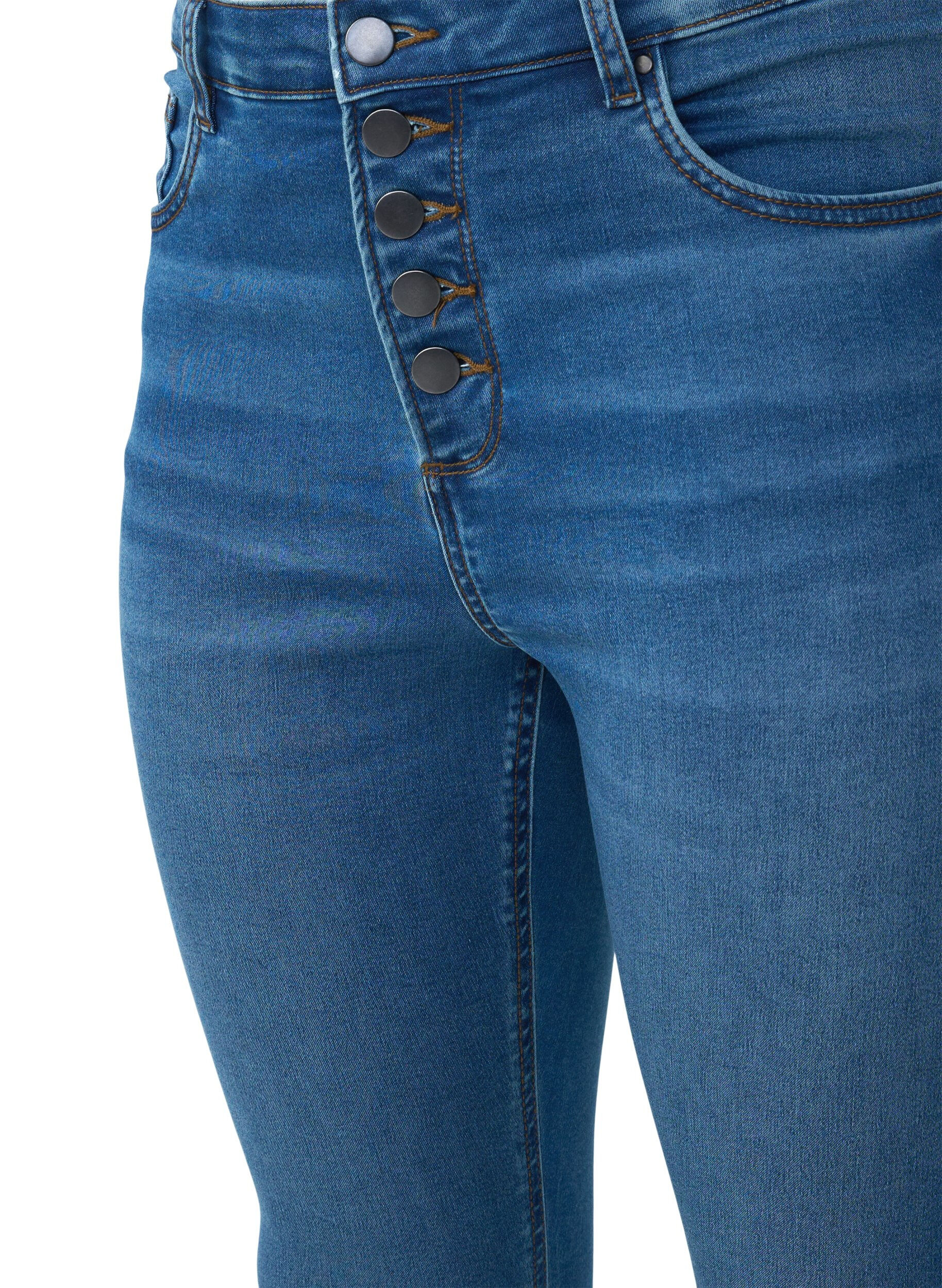 Zizzi Jeans Amy &agrave; taille haute avec fermeture &agrave; bouton, Blue Denim, Packshot image number 2