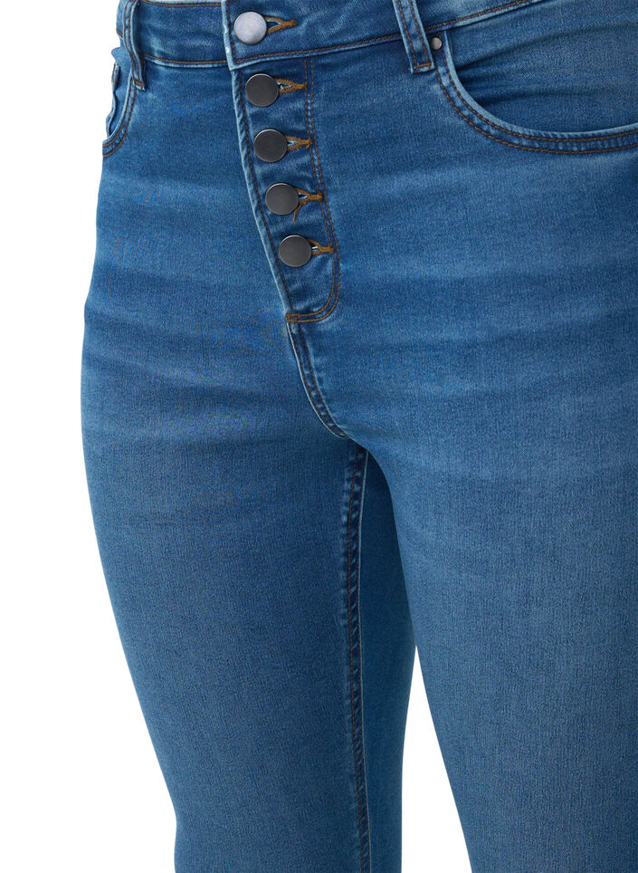 Jeans Amy à taille haute avec fermeture à bouton, Blue Denim, Packshot image number 2