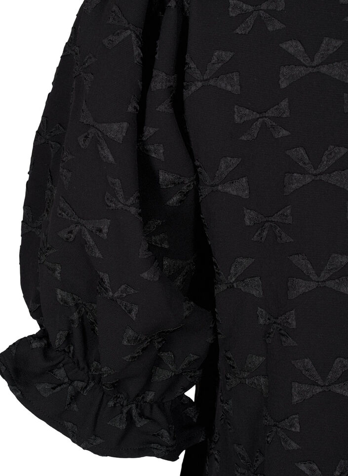 Robe jacquard courte avec des nœuds, Black W. Bow, Packshot image number 3