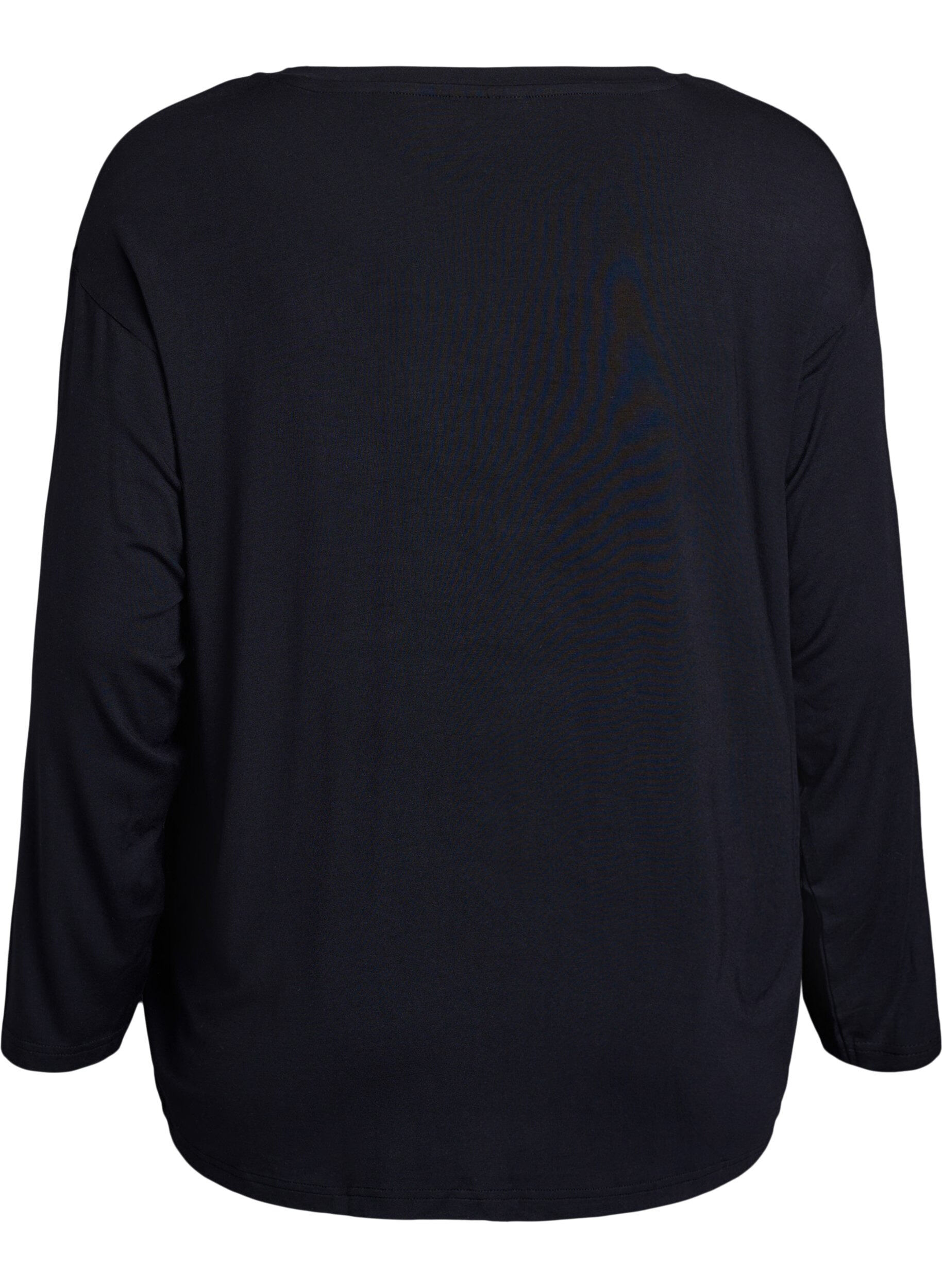 Zizzi Blouse de nuit en modal avec manches longues, Noir, Packshot image number 1