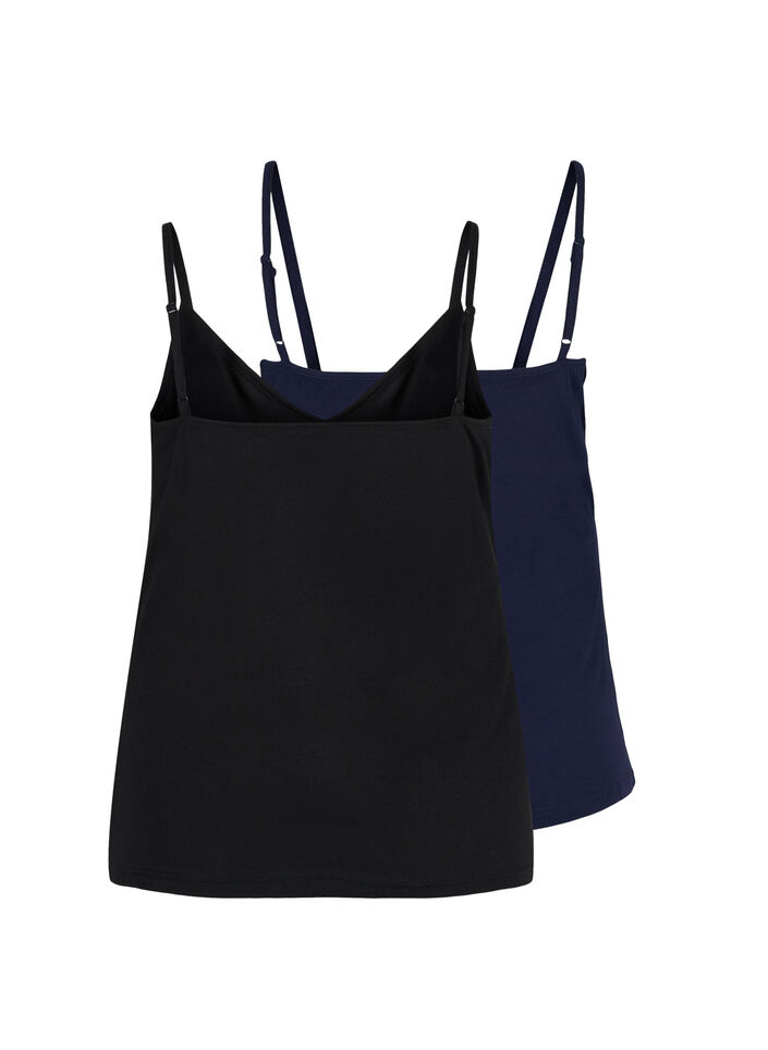 Lot de 2 hauts basiques en coton, Black/Navy B, Packshot image number 1