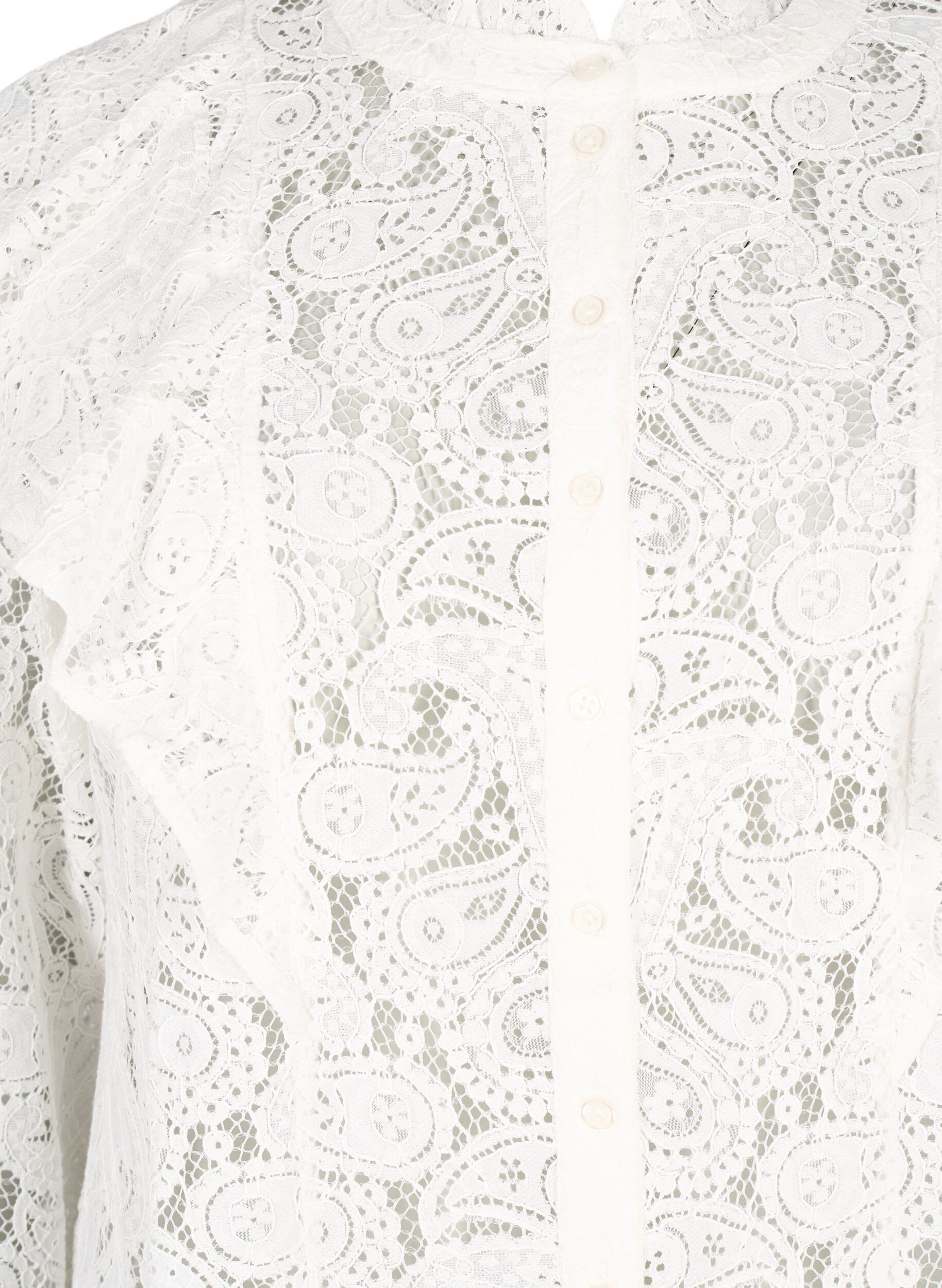 Zizzi Chemisier en dentelle avec d&eacute;tail de volant, Snow White, Packshot image number 2