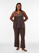 Top en velours avec bordure en dentelle, Marron, Model image number 1