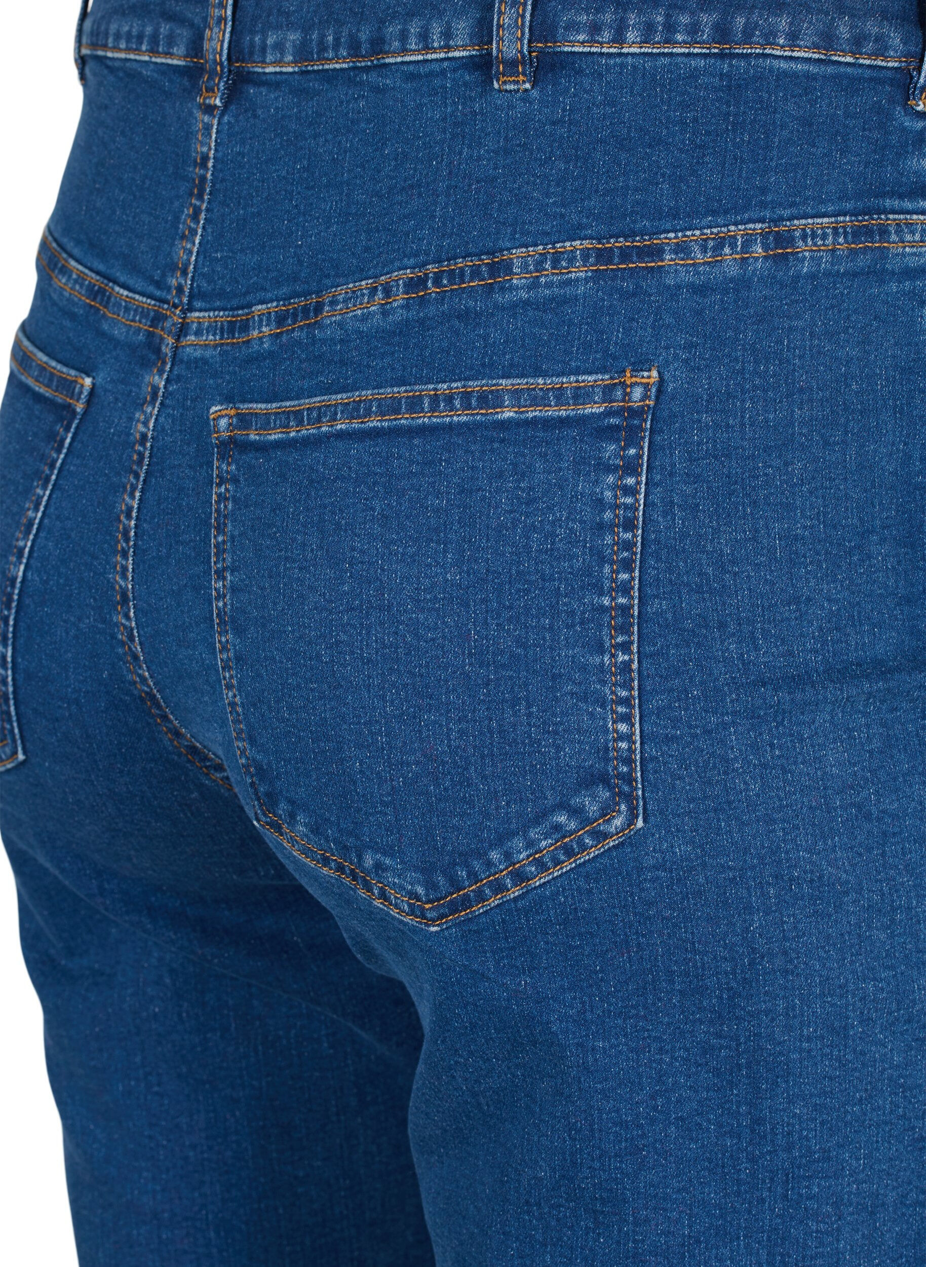 Zizzi Jean taille haute Gemma avec coupe droite, Bleu, Packshot image number 3