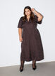 Robe midi en jacquard &agrave; motif cachemire et manches papillon, Marron, Model image number 0