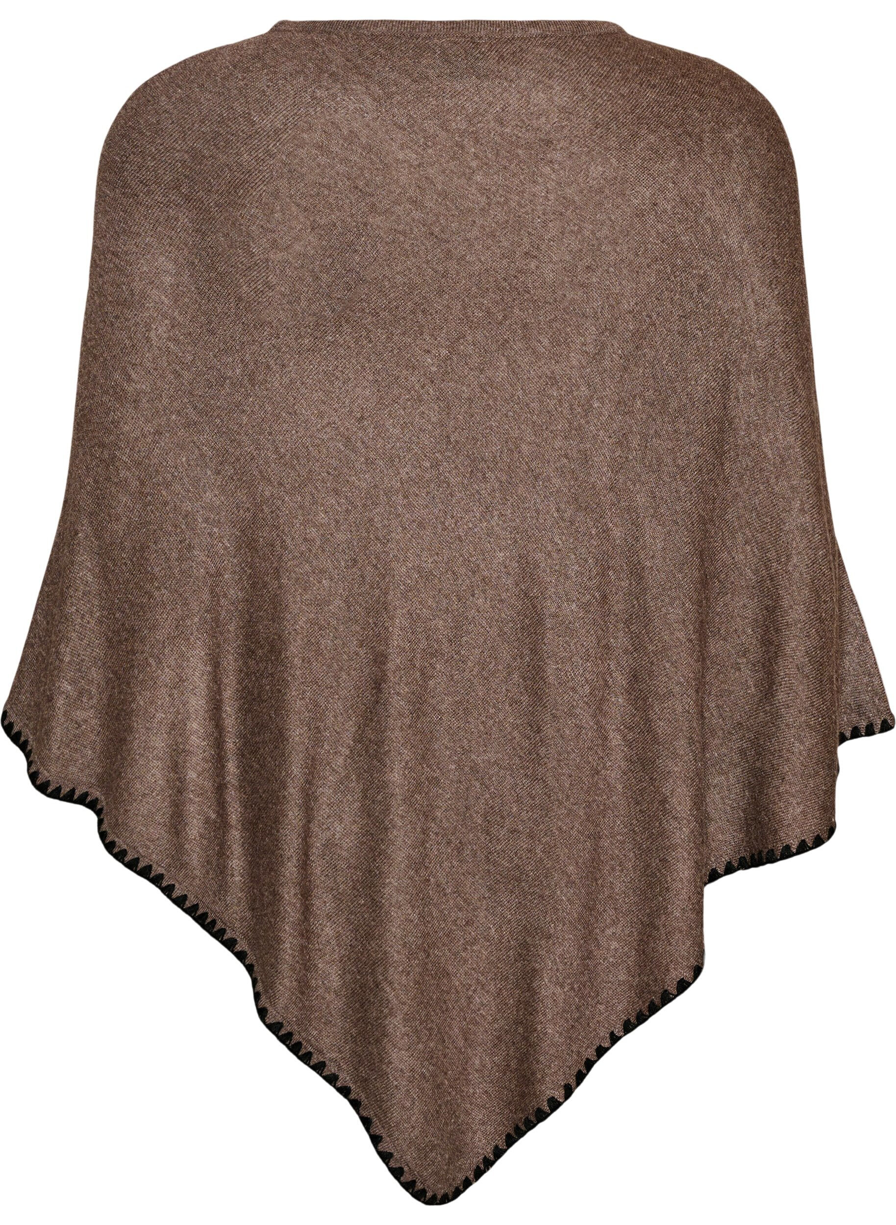 ZizziPoncho en maille fine, Marron, Packshot image number 1