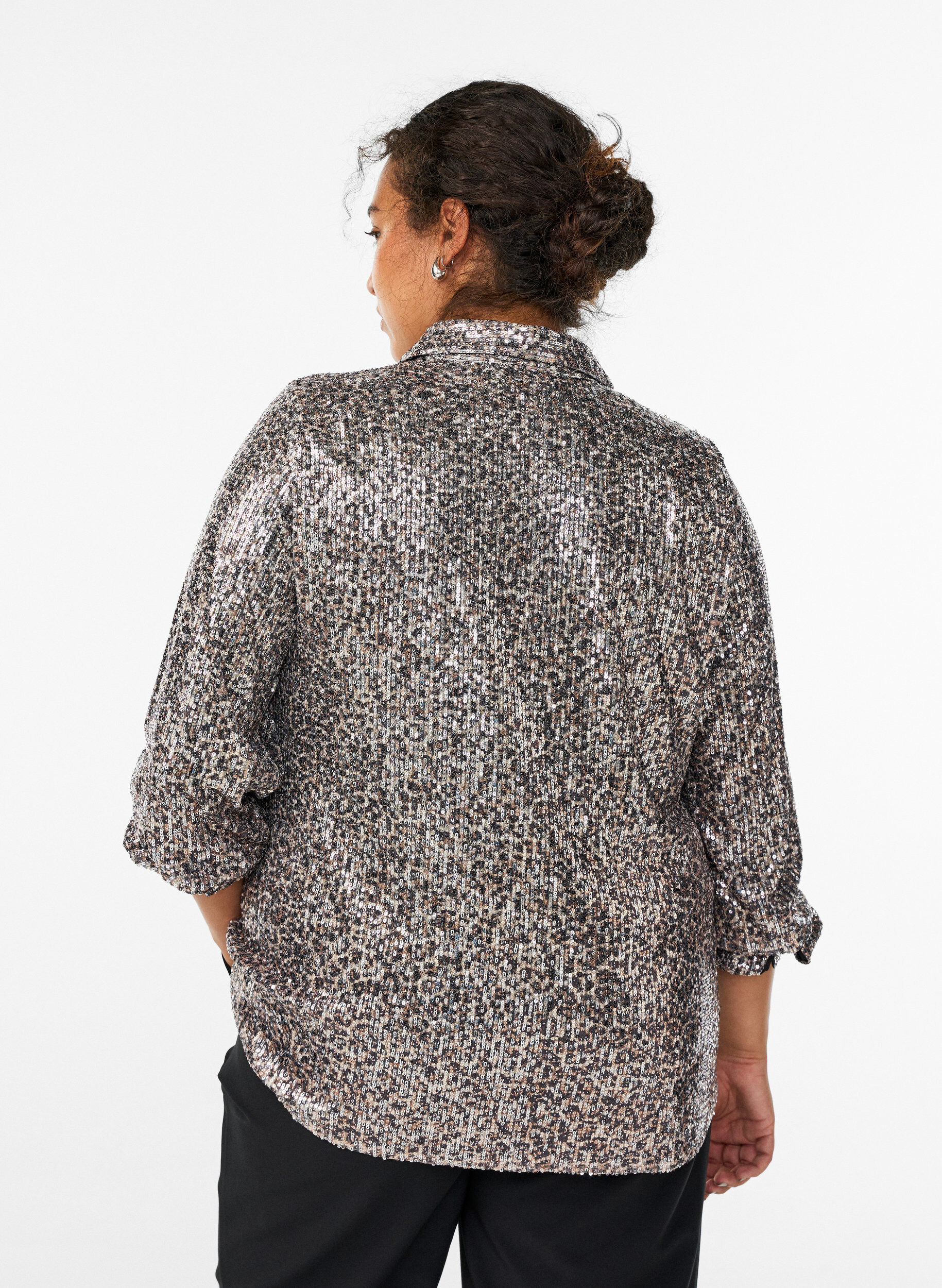 Zizzi Chemise &agrave; sequins avec manches longues, Marron, Model image number 2