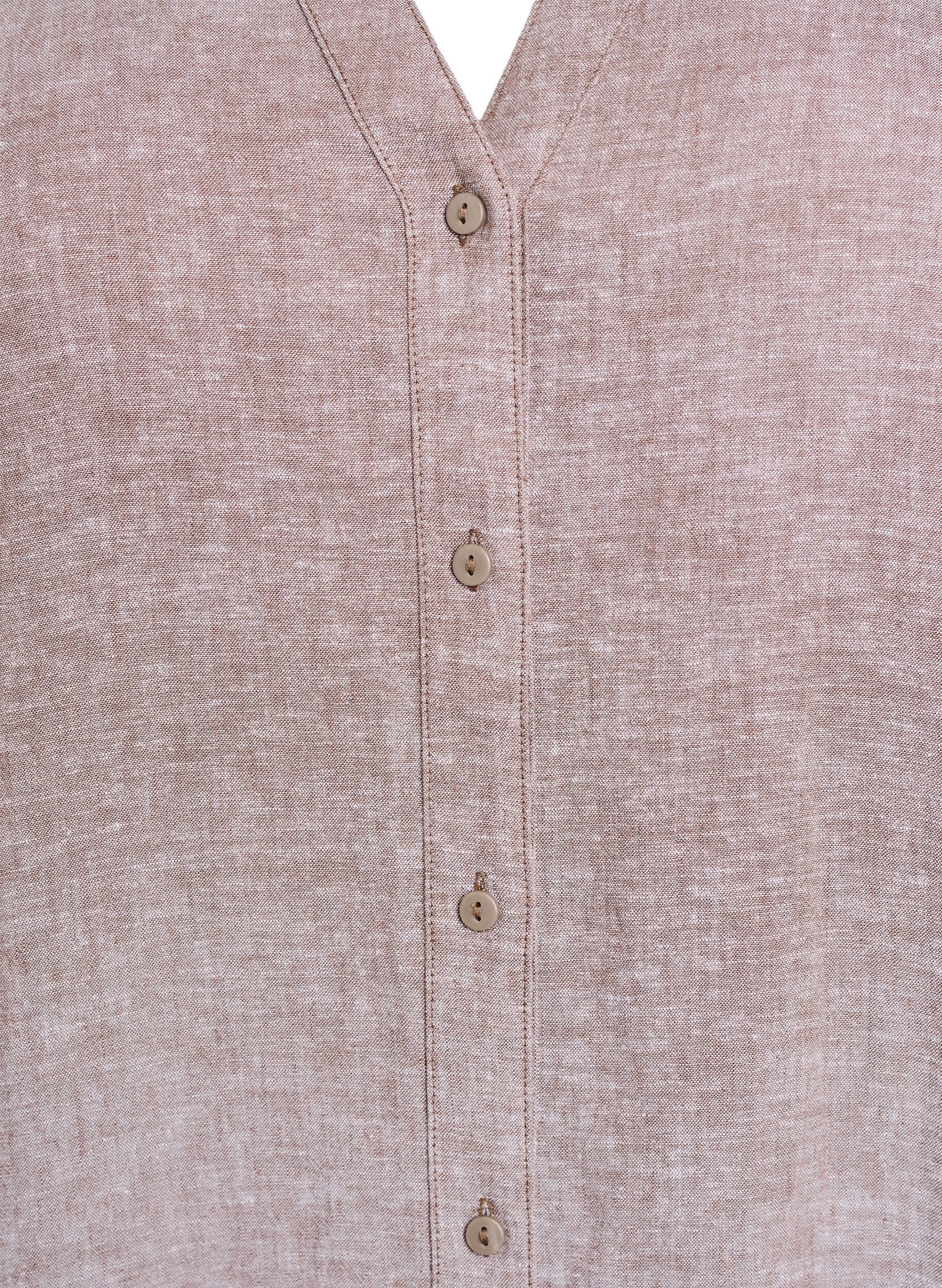 Zizzi Chemise longue en lin et viscose, Marron, Packshot image number 2