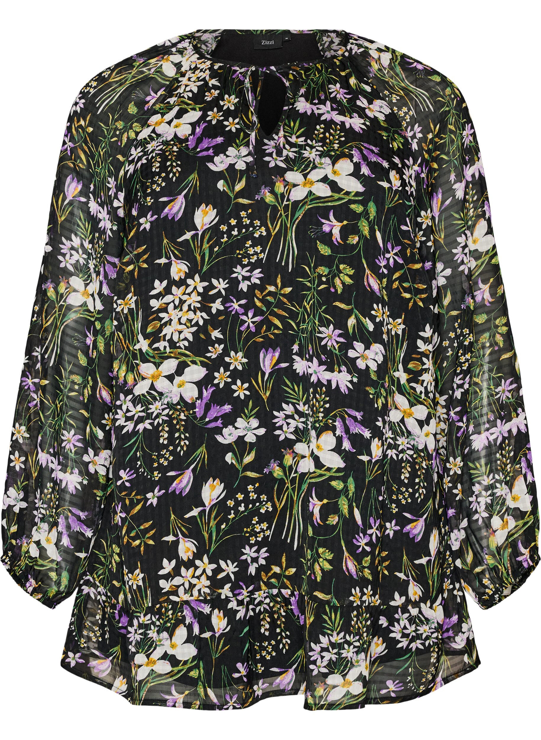 ZizziTunique imprim&eacute;e florale en coupe A, Noir, Packshot image number 0
