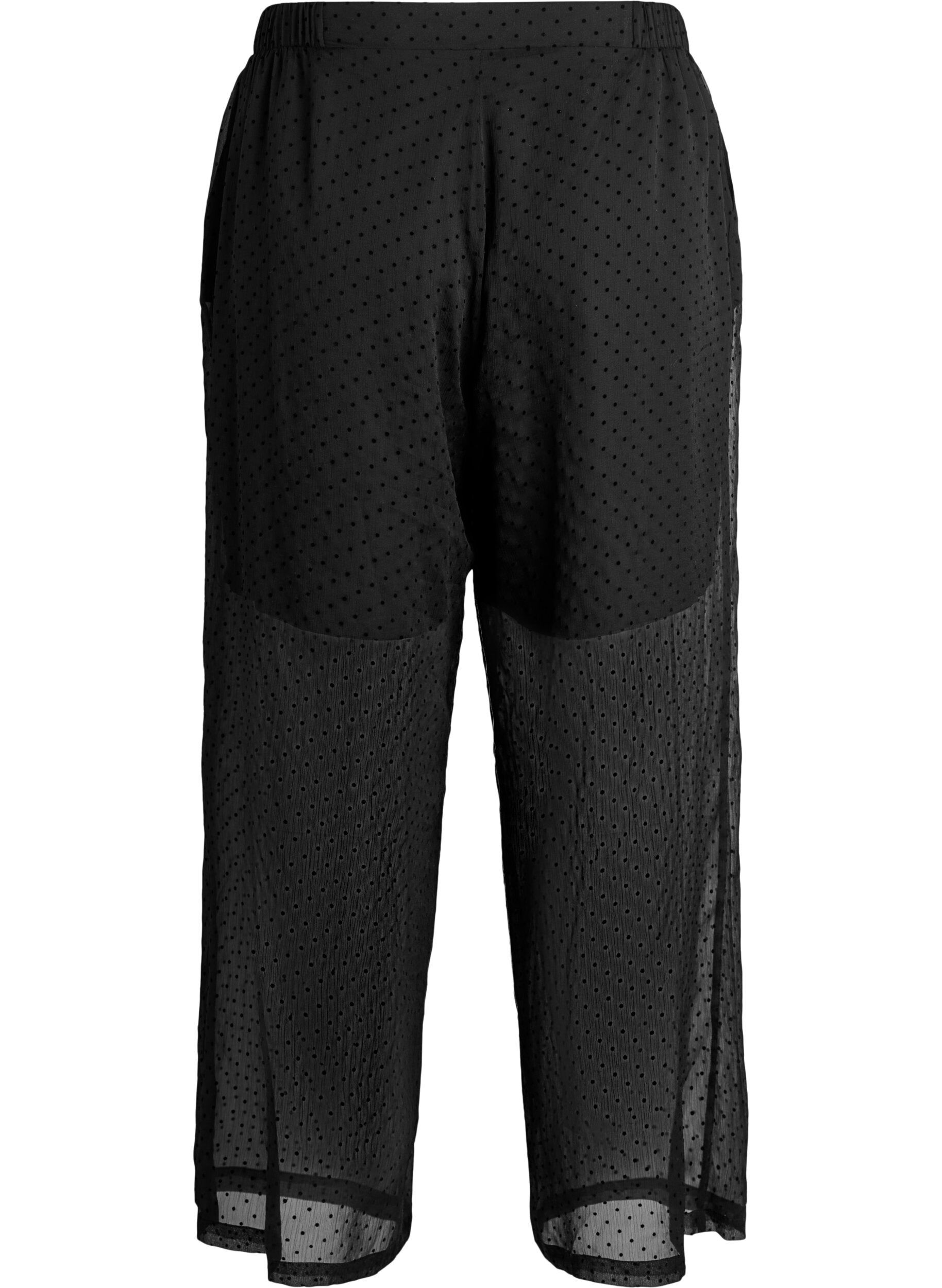 ZizziPantalon ample en mousseline &agrave; pois, Noir, Packshot image number 1