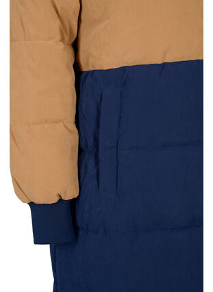 Manteau d'hiver long avec bloc de couleurs, Tobacco Brown w/navy, Packshot image number 3