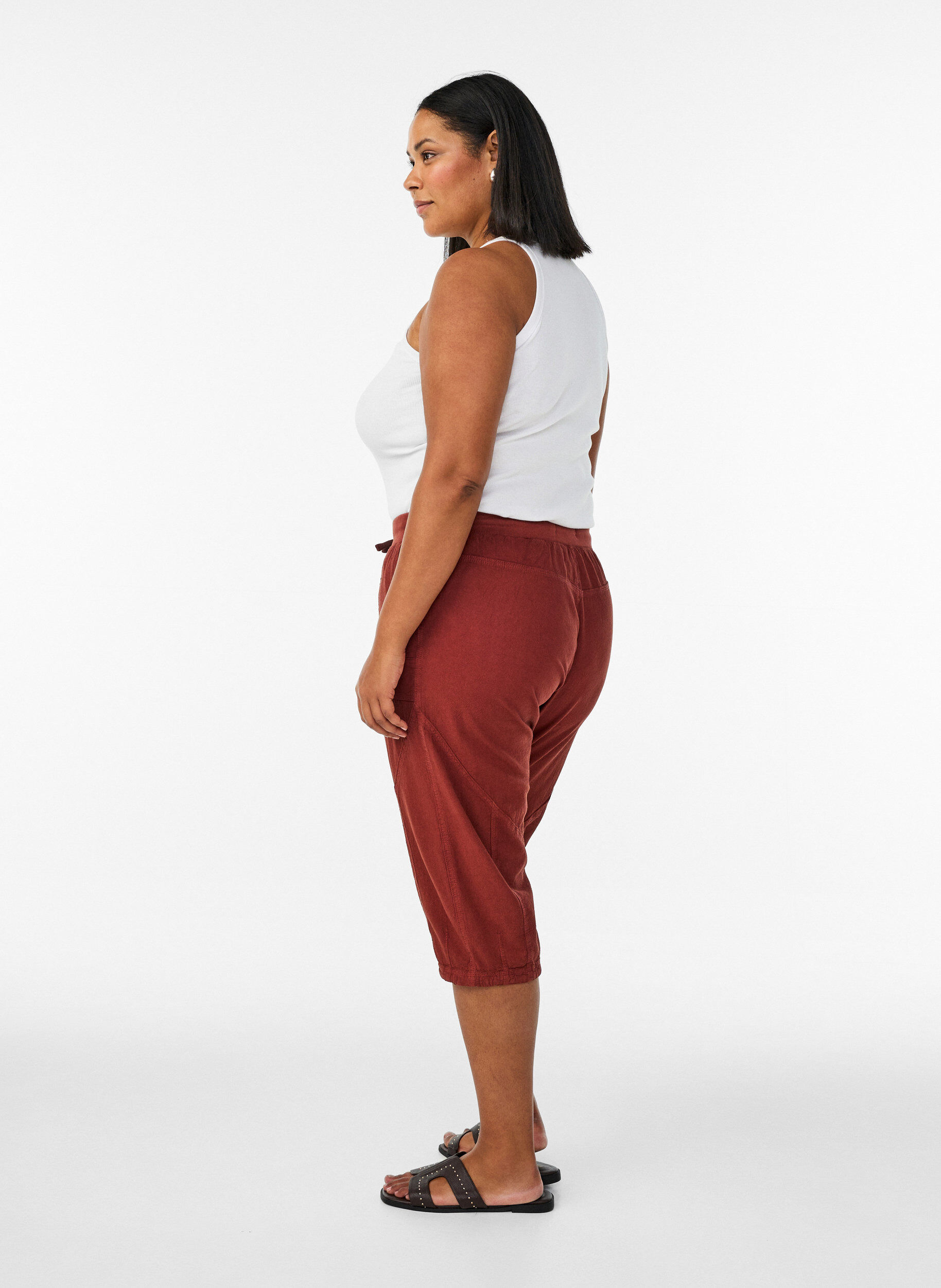ZizziPantacourt en coton, Bordeaux, Model image number 1