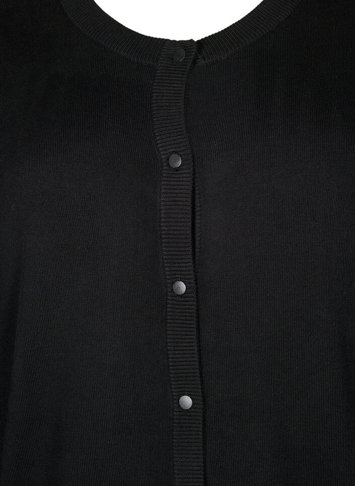 Cardigan en tricot avec col rond et boutons, Noir, Packshot image number 2