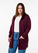 Long cardigan tricot&eacute; en m&eacute;lange de viscose, Bordeaux, Model image number 0
