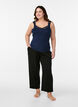 Top en viscose avec bordure en dentelle, Bleu, Model image number 1