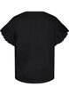 T-shirt en coton bio avec manches &agrave; volants, Noir, Packshot image number 1