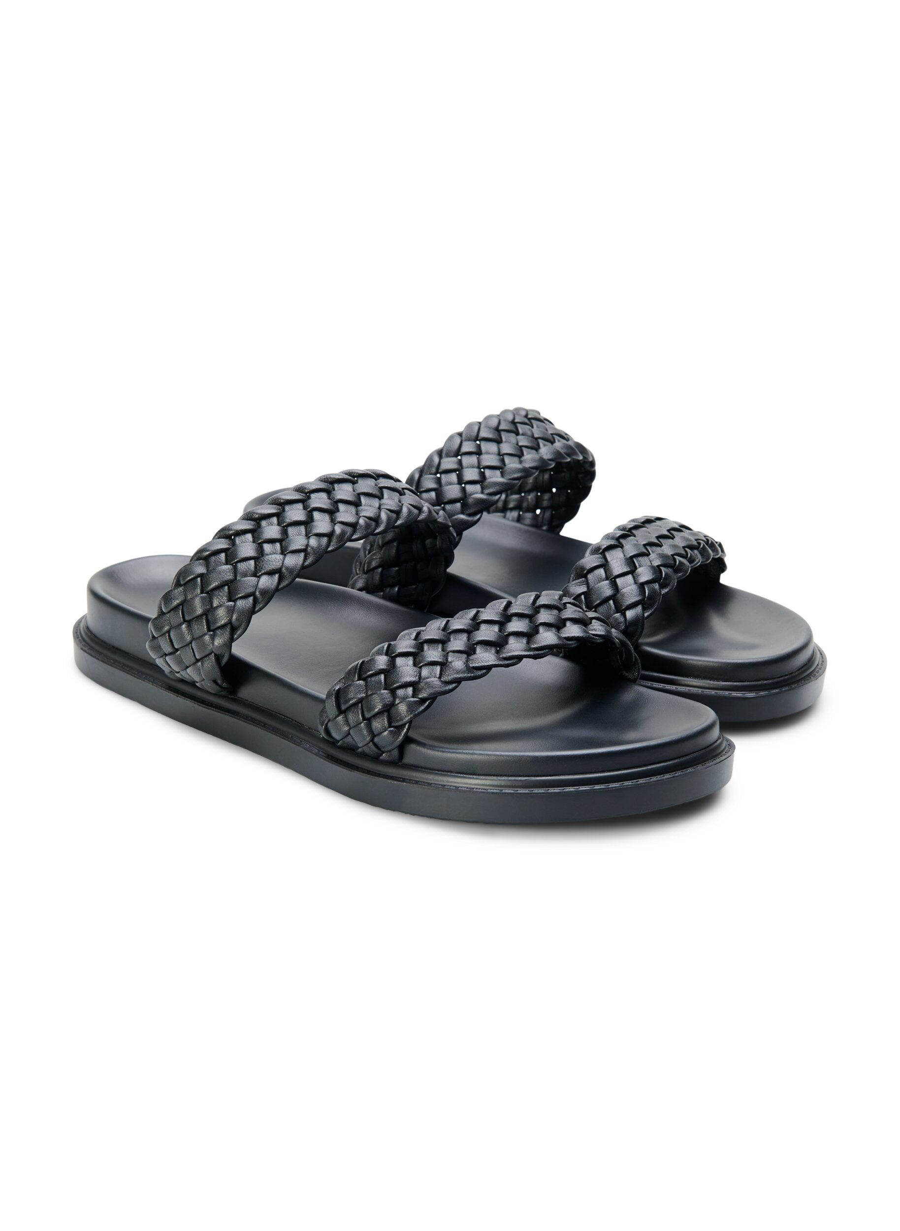 Zizzi Sandale large en cuir, Black, Packshot image number 1