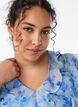Robe en chiffon fleuri avec volants et manches longues, Bleu, Model image number 2