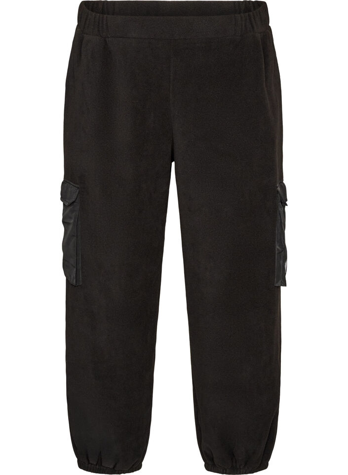 Jogging en molleton avec poches cargo, Noir, Packshot image number 0