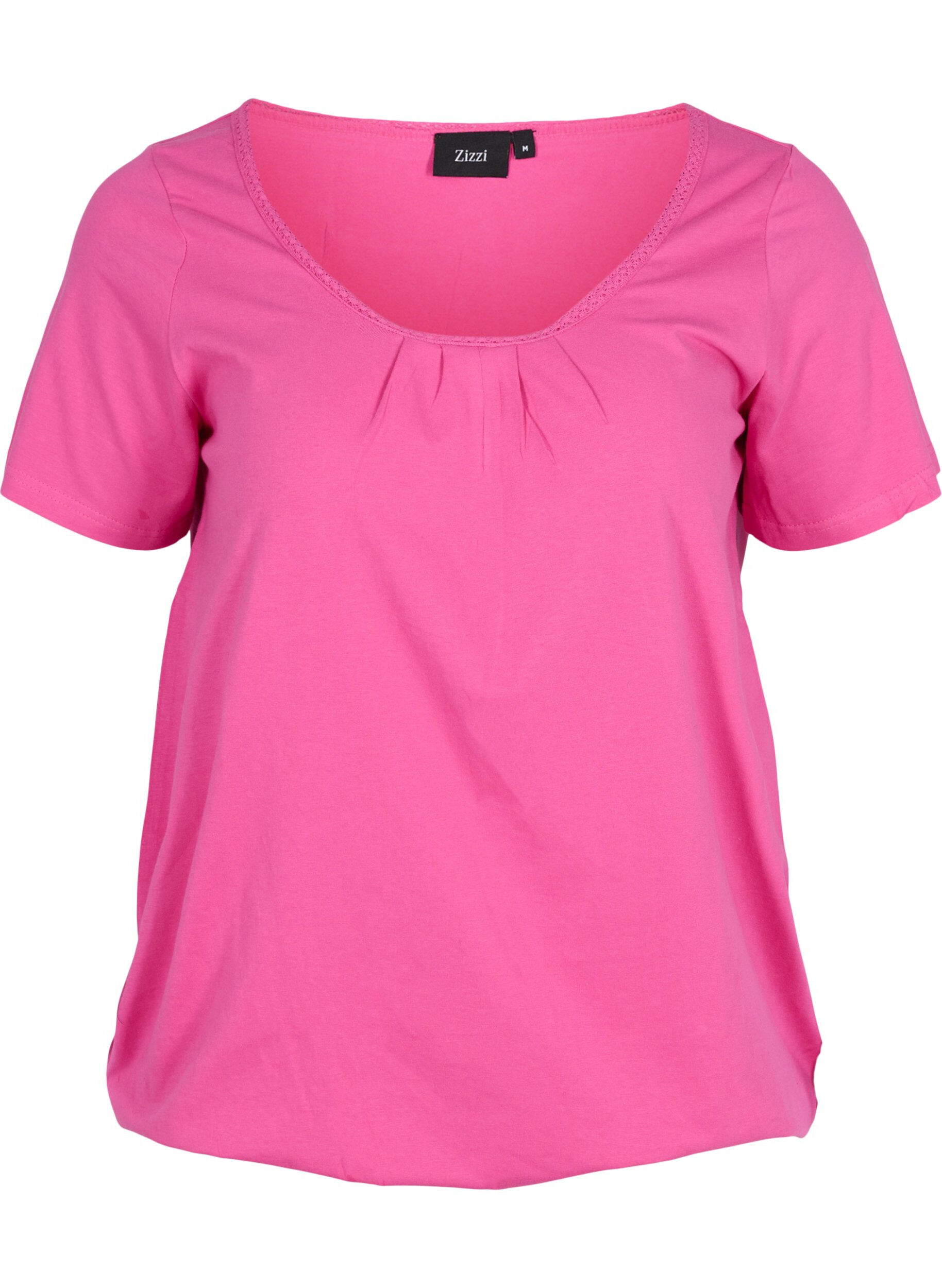 Zizzi T-shirt en coton &agrave; manches courtes, Raspberry Rose, Packshot image number 0