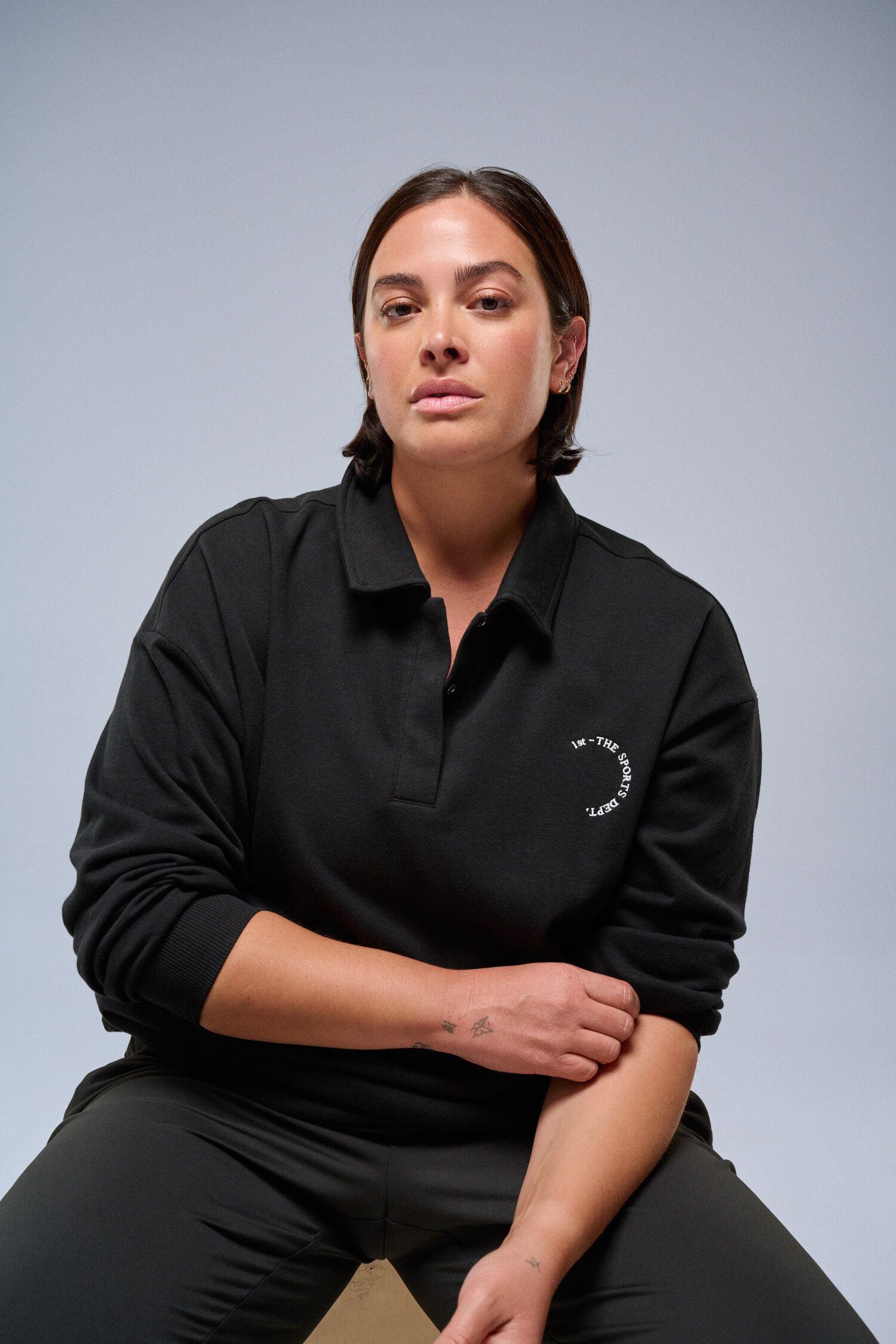 Sweat-shirt avec d&eacute;tails polo, , Model