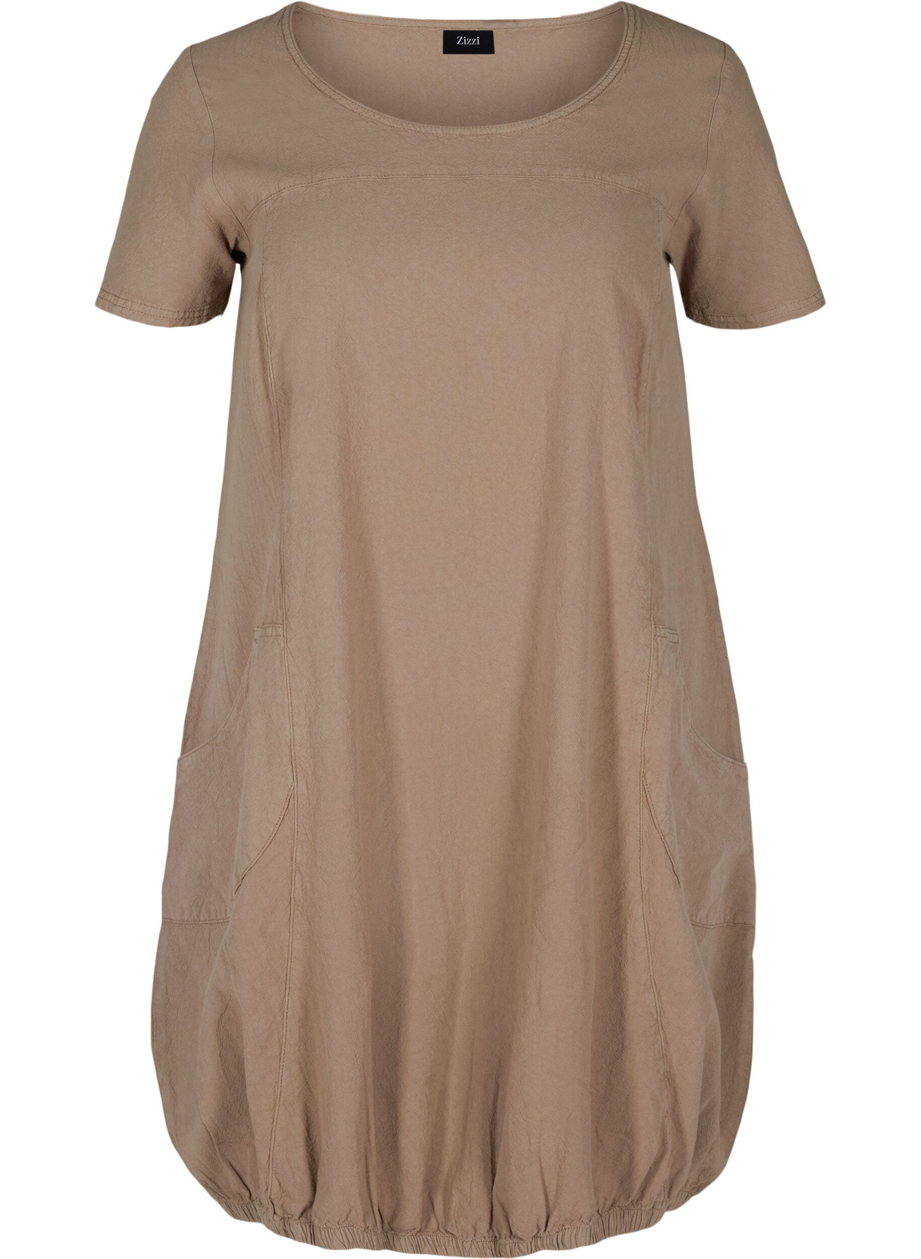 Zizzi Robe en coton &agrave; manches courtes, Camel, Packshot image number 0