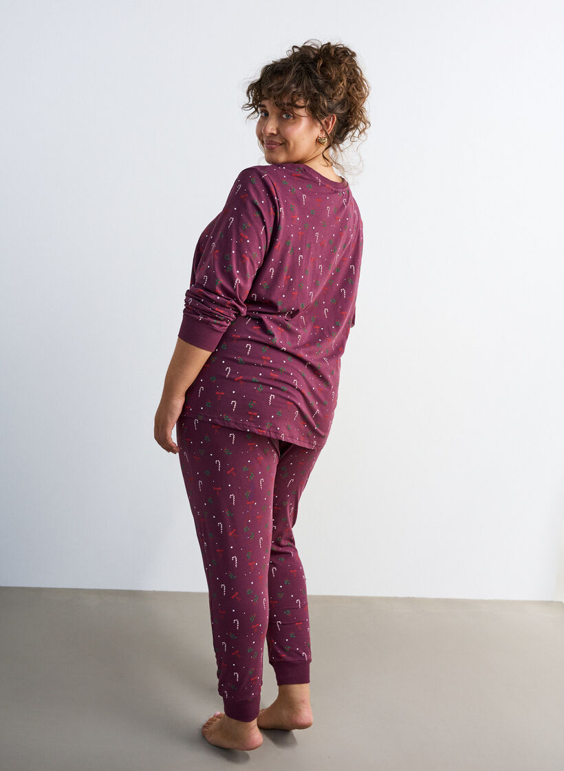 Bas de pyjama imprim&eacute;, Bordeaux fonc&eacute;, Model image number 1