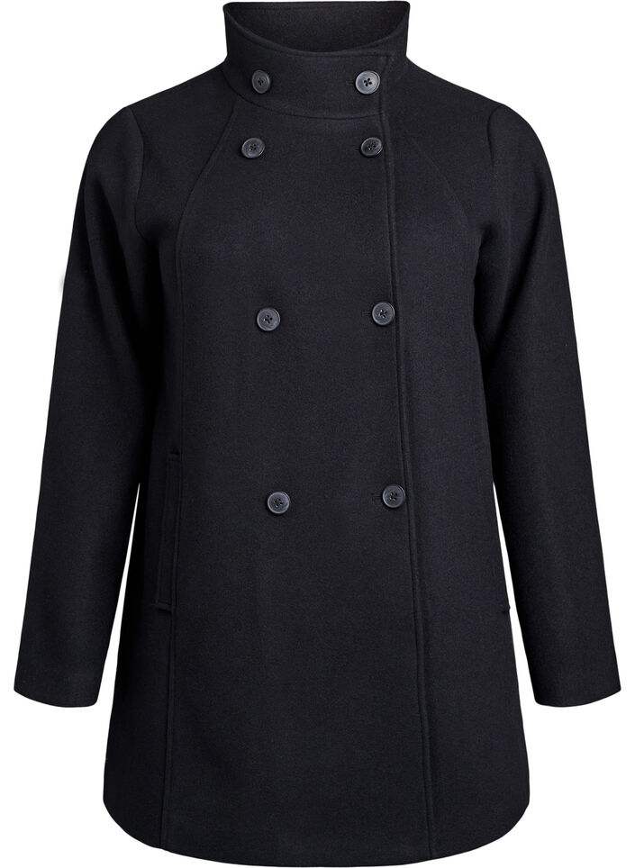 Manteau court &agrave; la coupe &eacute;vas&eacute;e, Noir, Packshot image number 0